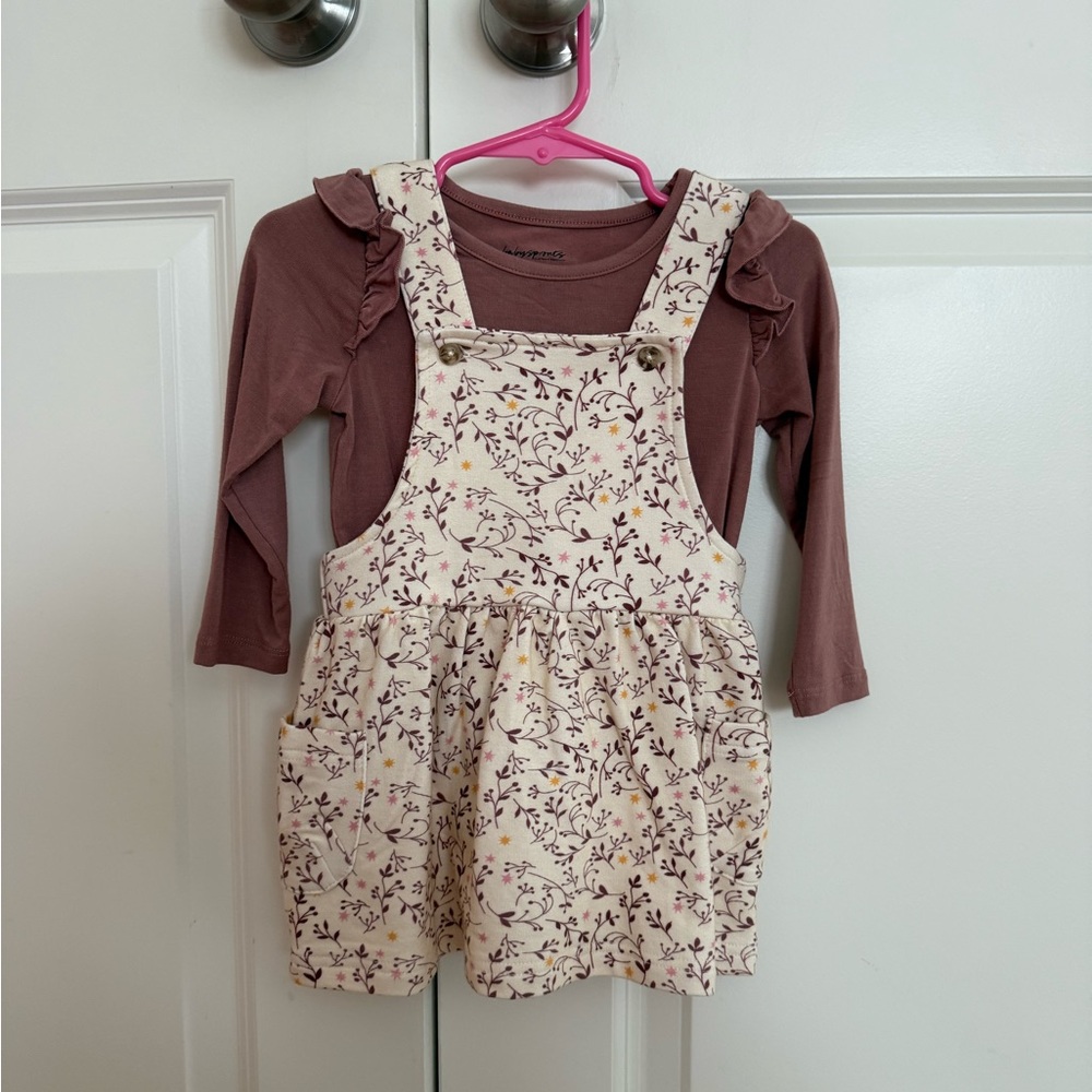 Babysprouts Floral vines jumper Dress set with Long Sleeve Top 6-12mo